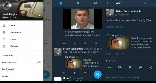 Twitter, Android, personalizar, colores, modo nocturno, night mode